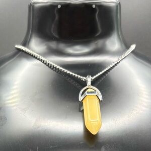 Golden Yellow Prism Pendant Necklace | Crystal-Style Glass